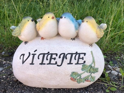 Ptáčci na kameni "Vítejte"