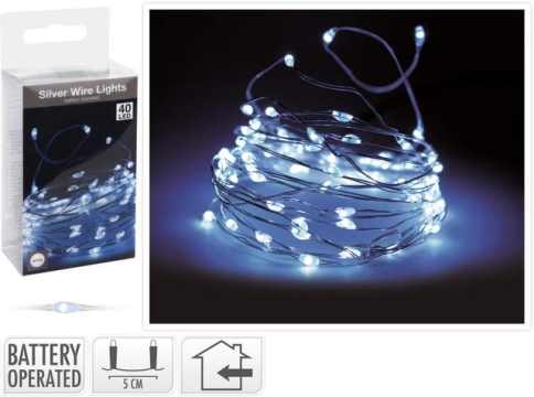 Drát dekor. 40 LED studené světlo