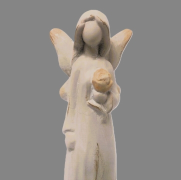 Anděl keramika design dřevo 30cm