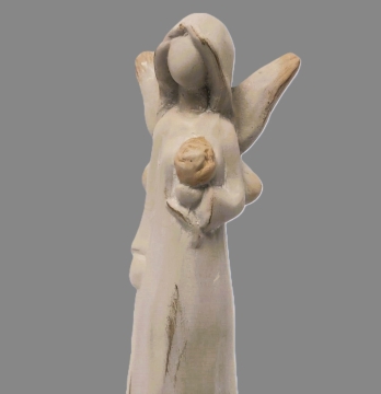 Anděl keramika design dřevo 30cm