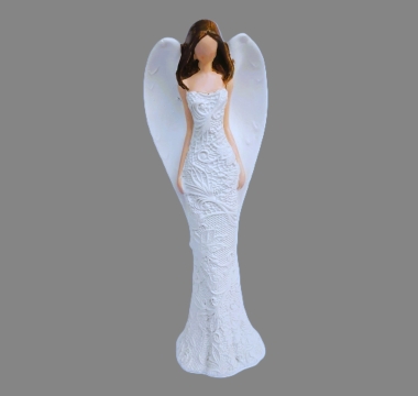 Anděl bílý květinové šaty 15cm