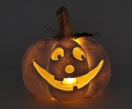 Dýně bílá zlatá stopka LED střední