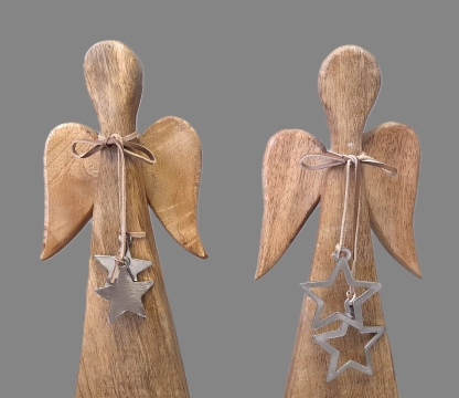 Anděl s hvězdami světlý menší – 32x14 cm