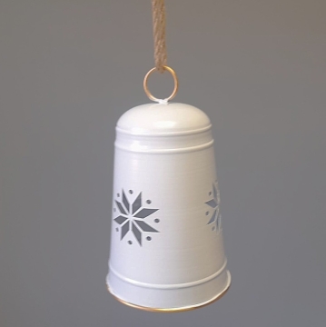 Zvon bílý s vločkami velký – 24x14,5 cm