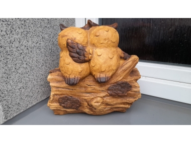 Pařez obal na květiny dvě sovy