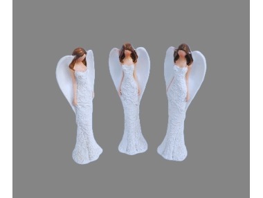 Anděl bílý květinové šaty 10cm