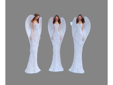 Anděl bílý květinové šaty 10cm