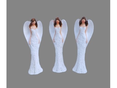 Anděl bílý květinové šaty 10cm