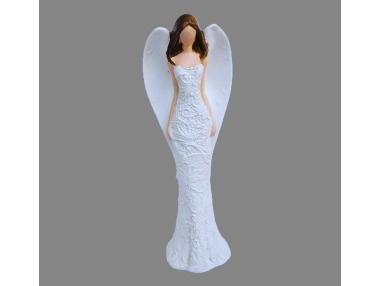 Anděl bílý květinové šaty 15cm