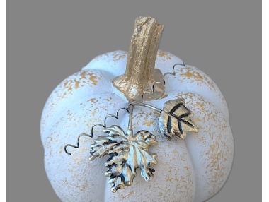 Dýně bílá zlatá stopka LED střední