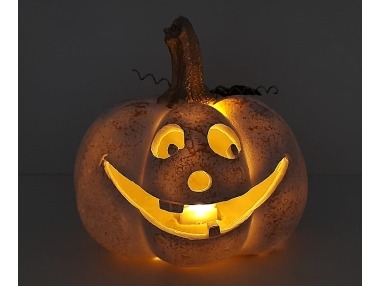 Dýně bílá zlatá stopka LED střední