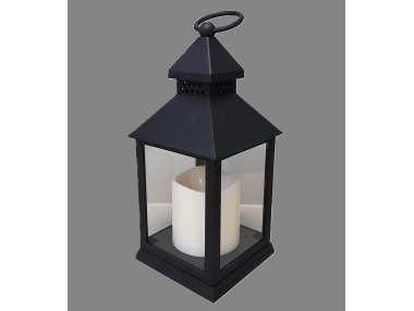 Lucerna s LED svíčkou černá Lucerna s LED svíčkou černá