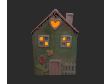 Domek svítíí LED zelený – 17x12 cm