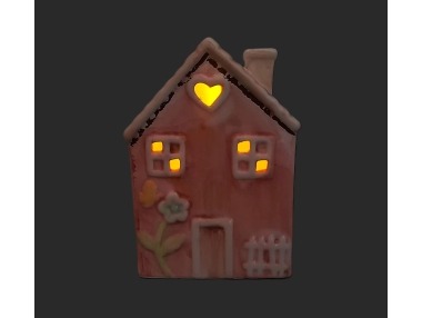 Domek svítííc LED růžový menší – 14x10 cm