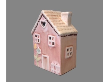 Domek svítííc LED růžový menší – 14x10 cm