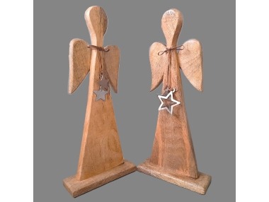 Anděl s hvězdami světlý větší – 40x17 cm