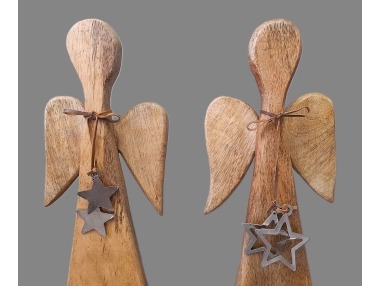 Anděl s hvězdami světlý větší – 40x17 cm